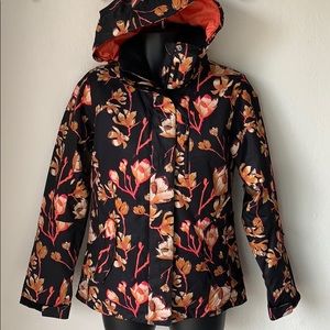 Roxy Black Floral Jacket with Orange Accents